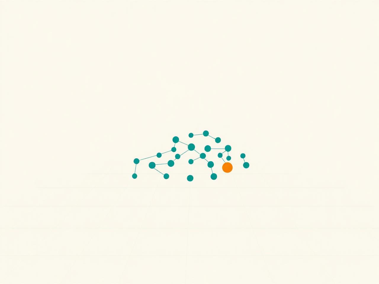 Illustration of a cluster of connected dots representing a team seated together